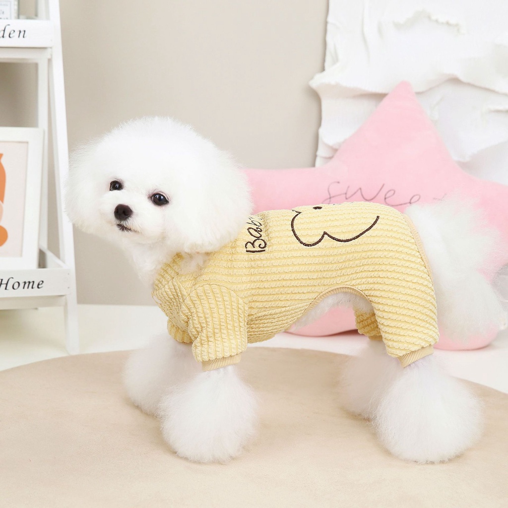 Áo Thun Cotton Lót Lông Cừu Giữ Ấm Mùa Thu Đông Cho Thú Cưng Teddy Bichon Pomeranian Yorkshire