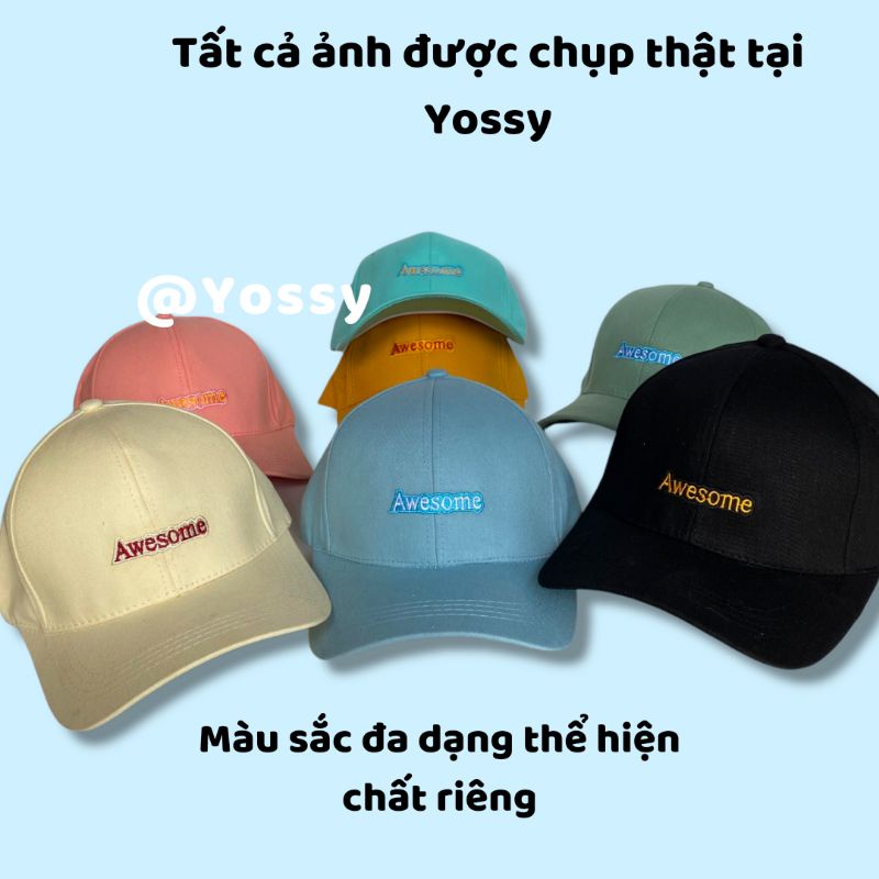Mũ lưỡi trai nam nữ thêu chữ Awesome phong cách Ulzzang ❤ Nón kết kaki unisex cao cấp