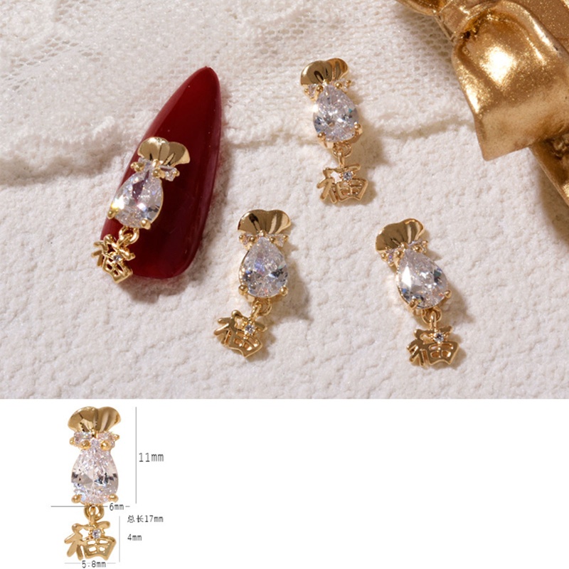 Phụ Kiện Trang Trí Móng Tay Hình Túi Tiền May Mắn Đính Đá Zircon Sang Trọng YOUYO