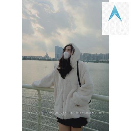 (Ảnh thật) Áo khoác lông mượt chần phao túi chéo dây rút the.sweaterweather TSW