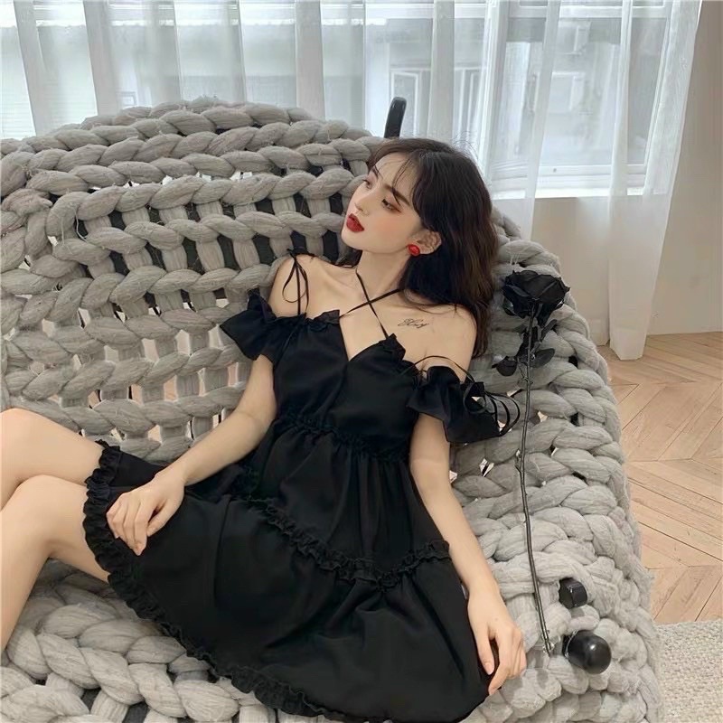 Đầm Bigsize Trễ Vai Đan Dây (Bigsize 55kg Đến 100kg (M/L/XL/XXL)