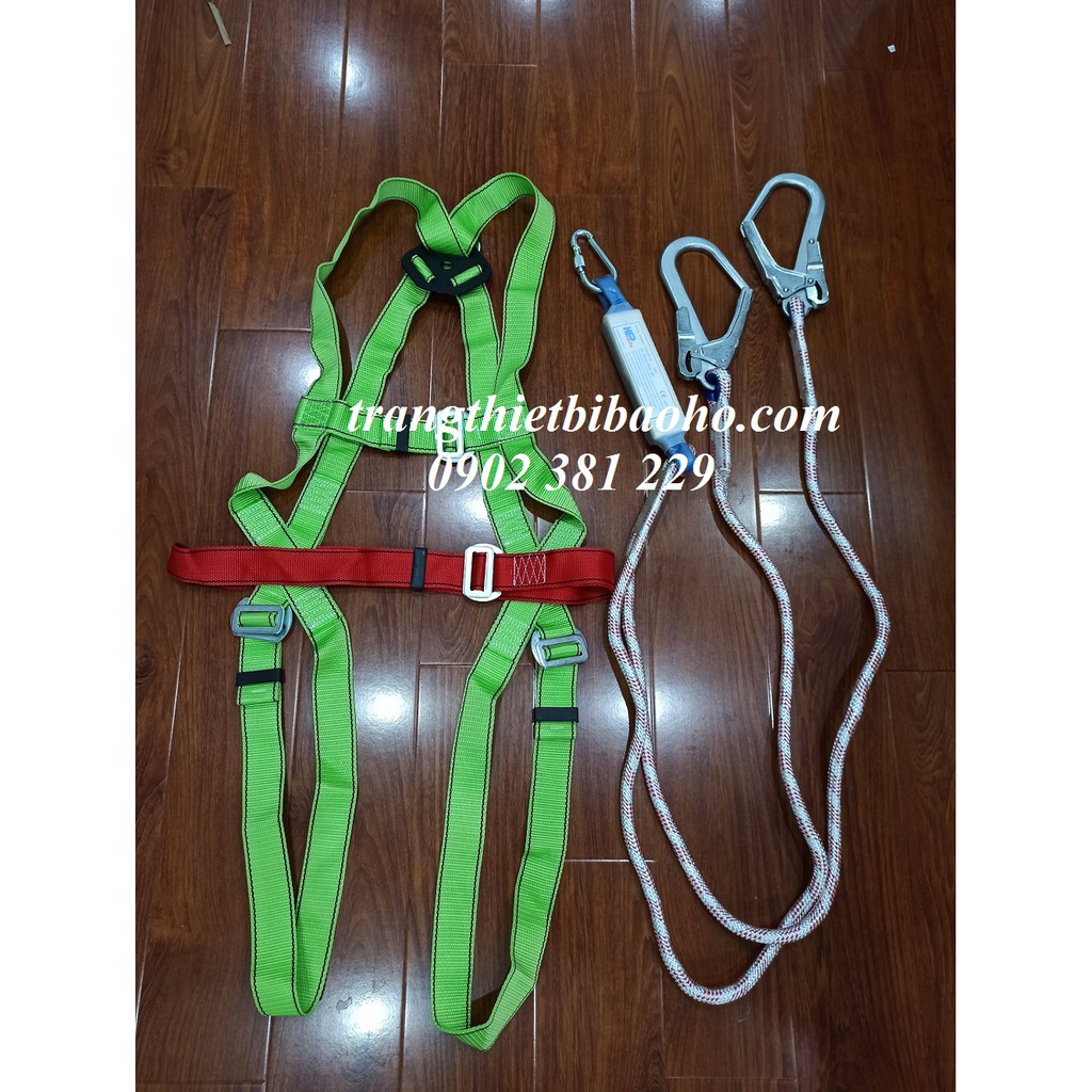 Dây an toàn toàn thân 02 móc thép dây thừng có giảm sốc