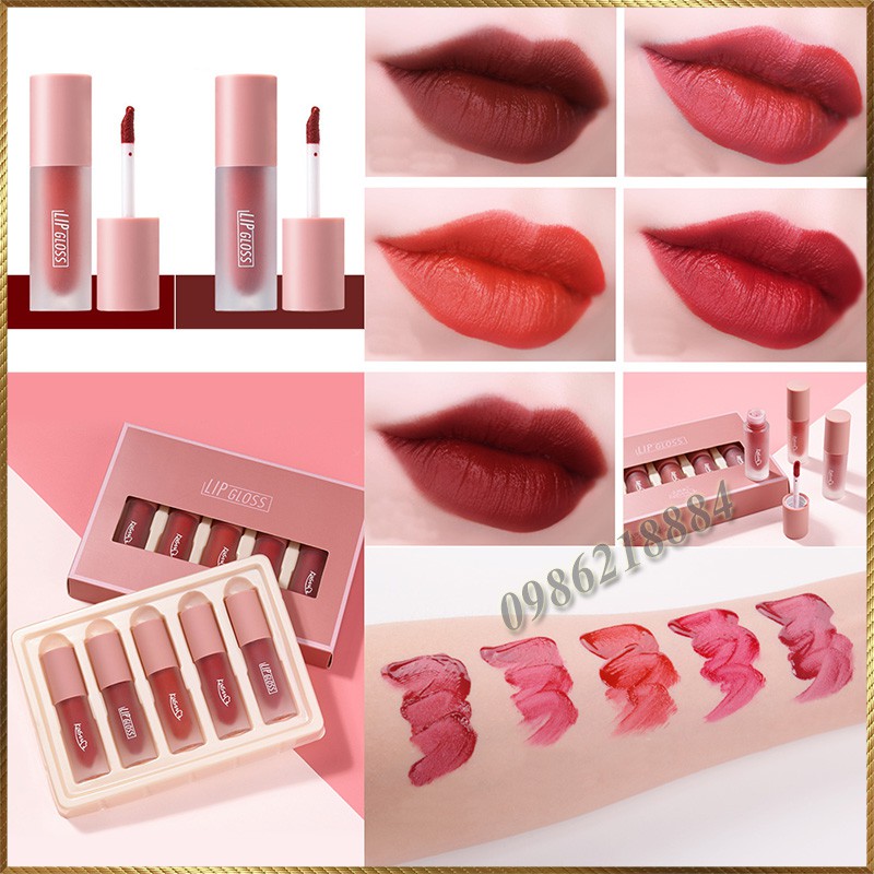 Bộ son kem nhung Kasumi Lip Gloss 5 lọ KLG5