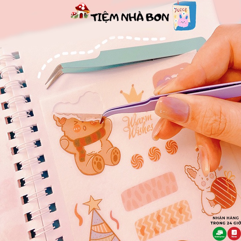 Nhíp gắp sticker đầu cong màu pastel tiện dụng, Nhíp gắp hình dán hỗ trợ trang trí sổ tay bullet journal