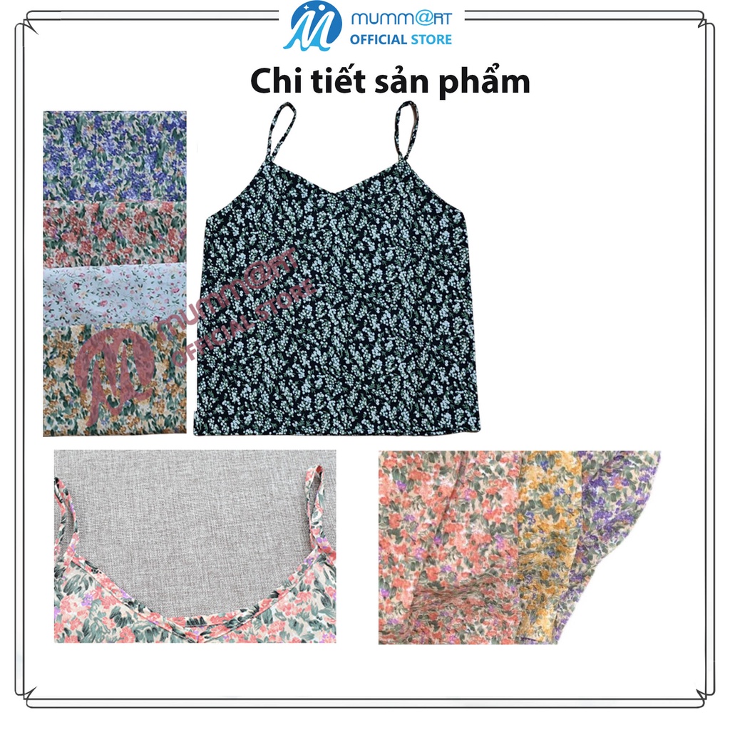 Áo nữ hai dây hoa văn màu sắc tươi sáng, trẻ trung, phối với váy, quần jean, suit, blazer dưới 60kg | BigBuy360 - bigbuy360.vn