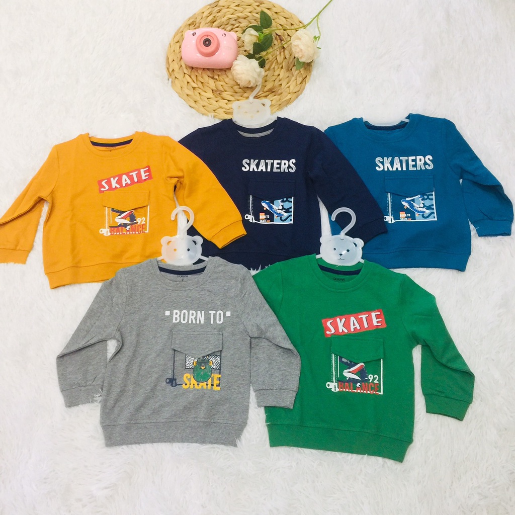 Áo thun dài tay thu đông vải cotton chất dày dặn cho bé trai Dokma sale size 2-6Y DA792 Lamiha