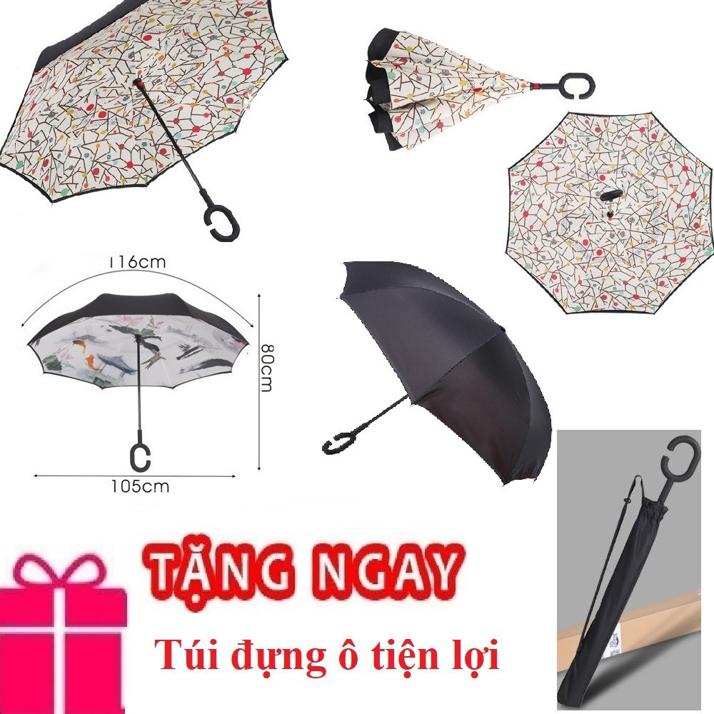 ô dù mở ngược hoa đá 2 lớp tặng kèm túi đựng ô thương hiệu shopaha247 đường kính 105 cm