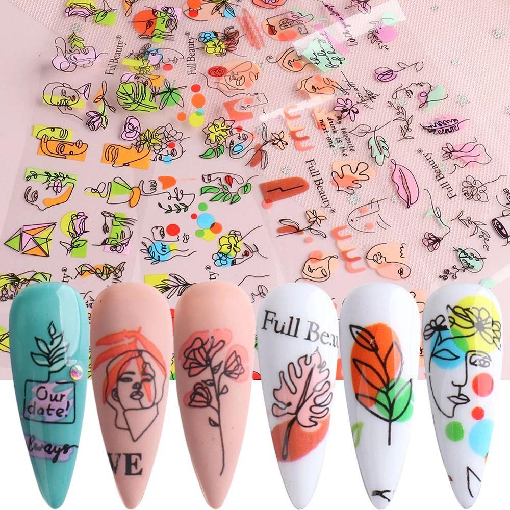 Miếng Dán Trang Trí Móng Tay Nghệ Thuật Họa Tiết Đường Kẻ Trừu Tượng Sành Điệu Cho Nữ