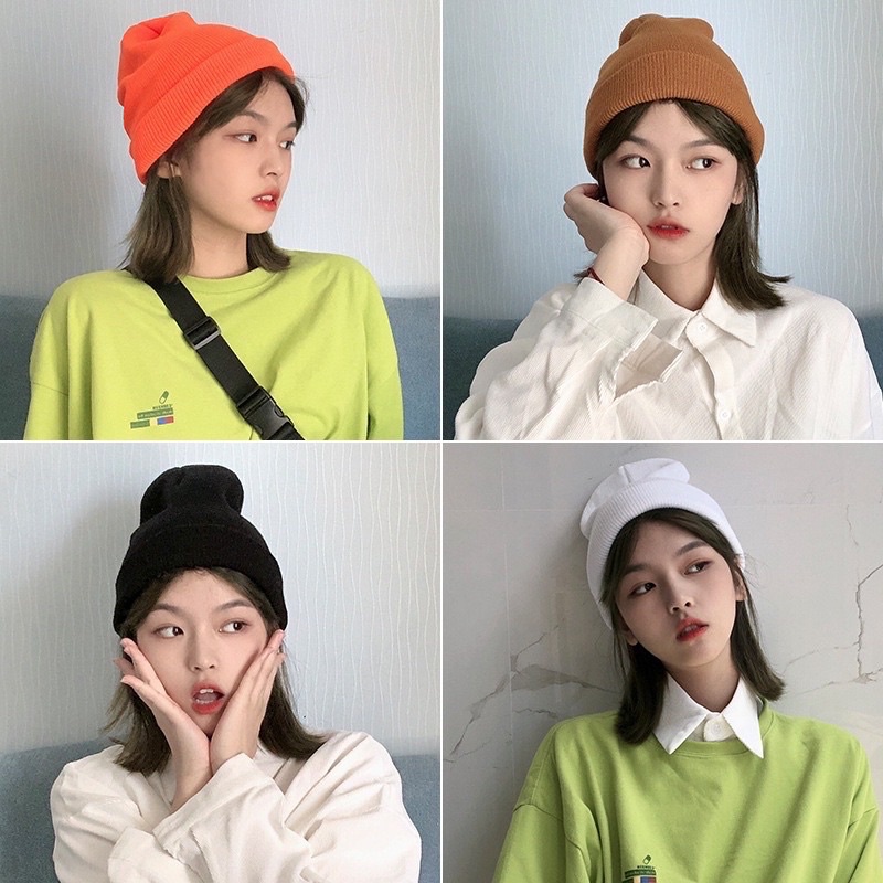 Mũ len trơn beanie trơn Hàn Quốc 30cm