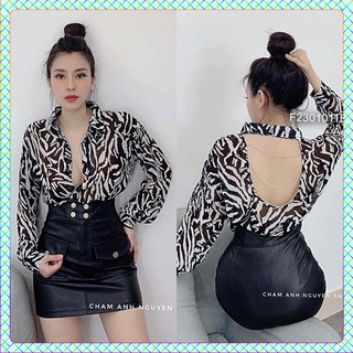 áo sơ mi hở lưng đan dây xích