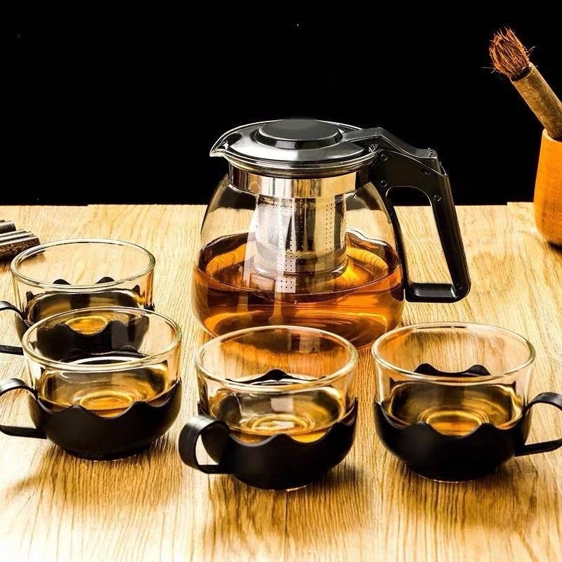 Bộ Ấm Pha Trà Thủy Tinh Cam Homeware Có Lõi Lọc Cao Cấp Tặng Kèm 4 Cốc Sang Trọng