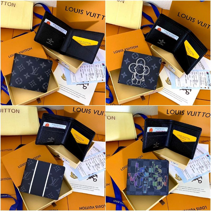 Ví nam LV full box hàng cao cấp , hộp + thẻ + giấy , chất liệu da không bông da hay phai màu