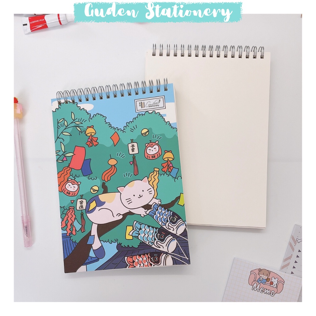 Sổ tay vẽ chì, sổ tay vẽ ký họa, Sketchbook A5 mèo Nhật Bản Guden_Guden Stationery