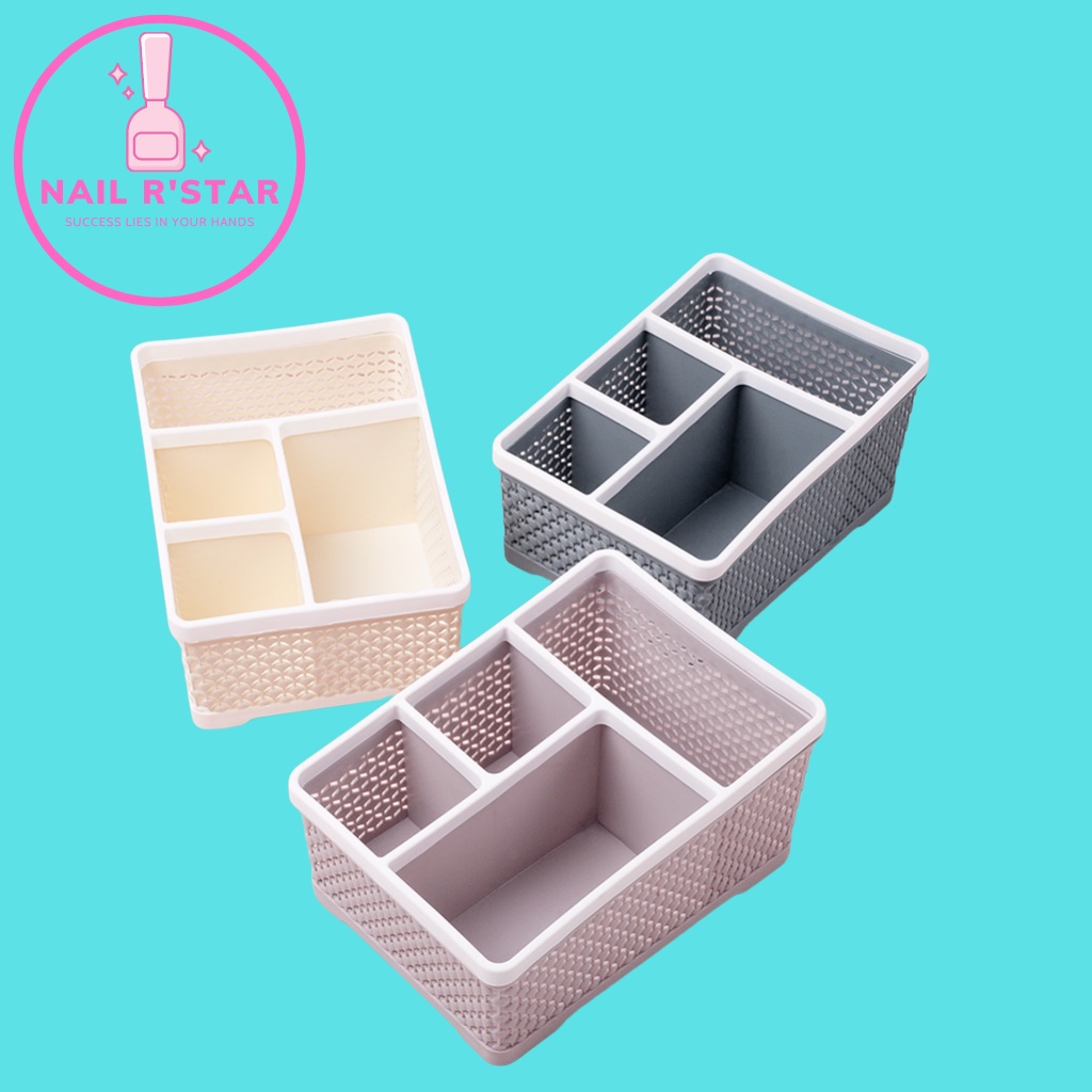 Giỏ nhựa 4 ngăn đa năng - Giỏ nhựa đựng đồ nail, mi 3 màu tiện lợi NAIL R’STAR