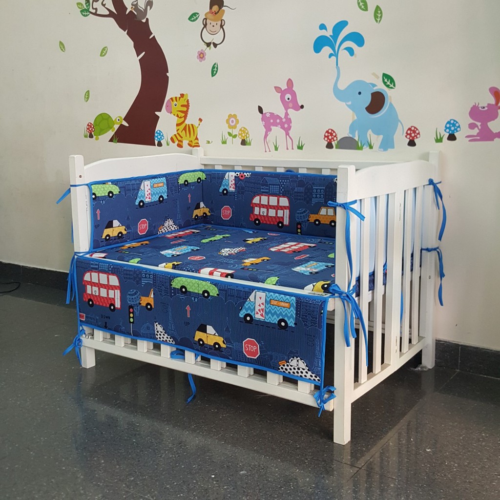 Combo Nệm, Quây, Ga Cao Cấp cho bé. kích thước 70x110 cm