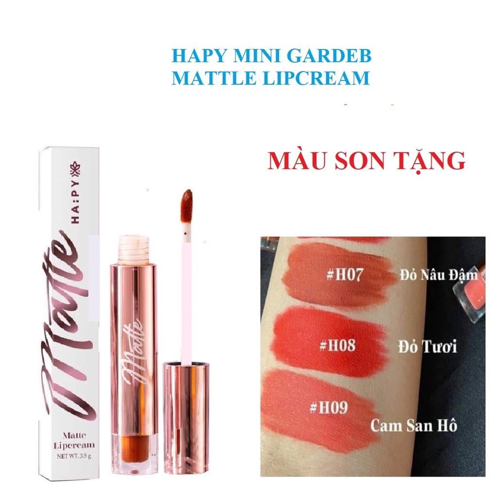 Son Hapy Mini Garden Mattle Lipcream son Hapy kem lì, bám màu lâu trôi 3.5ml - Phiên bản son Roses mẫu mới