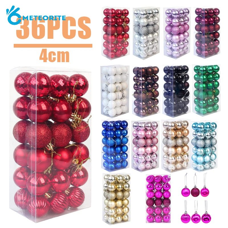 Set 36 Quả Cầu Kim Tuyến Lấp Lánh Treo Trang Trí Giáng Sinh / Sinh Nhật / Tiệc Tùng / Sân Vườn