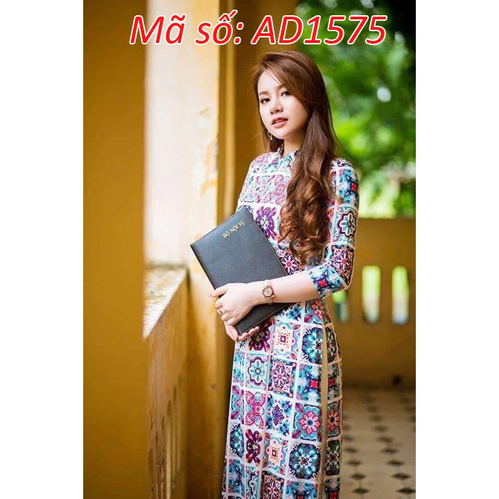 ⚡️ có big size 5XL ⚡️ AD1575 SET ÁO DÀI TRUYỀN THỐNG CÔ BA SÀI GÒN HỌA TIẾT HOA GẠCH MEN KÈM QUẦN