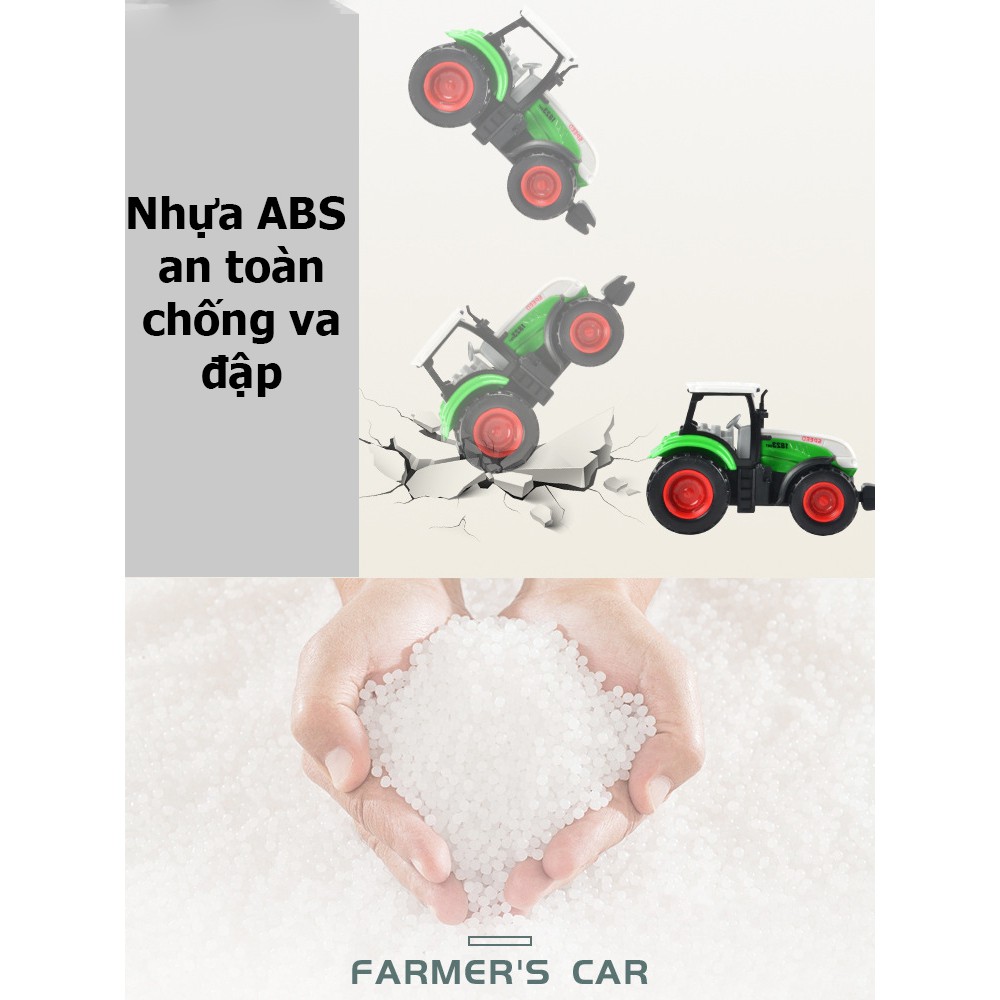 Bộ 3 xe kéo nông trại cho bé gồm xe kéo gỗ, gặt lúa, chở đồ đầu hợp kim bền và đẹp