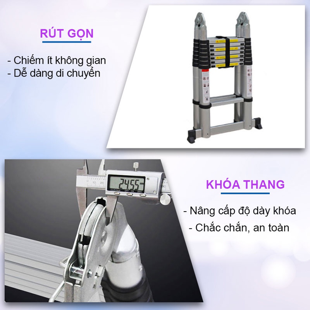 Thang nhôm rút chữ A NIKITA - Gọn nhẹ, tiện dụng, tùy chỉnh chiều cao sử dụng