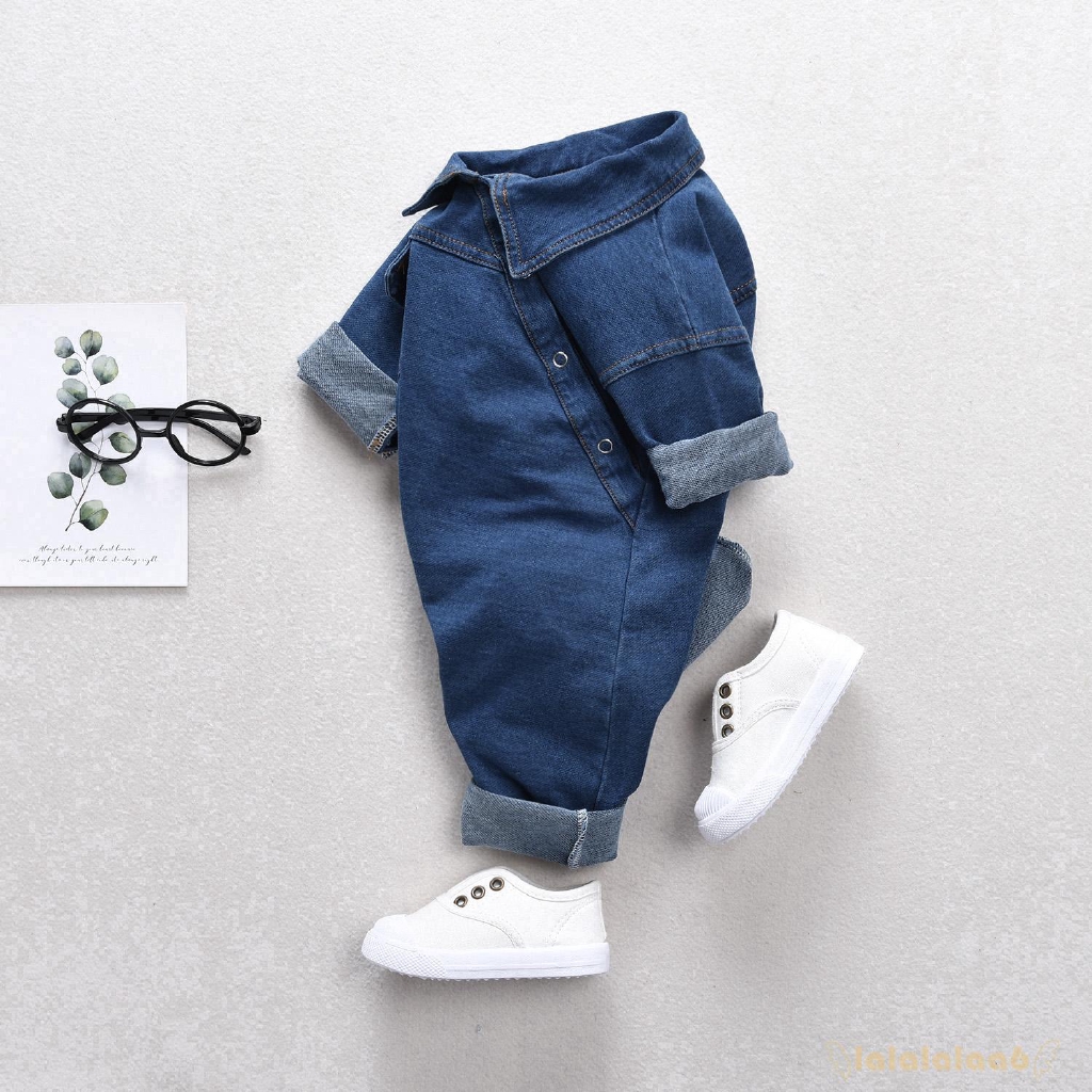 Áo liền quần denim tay dài cho bé