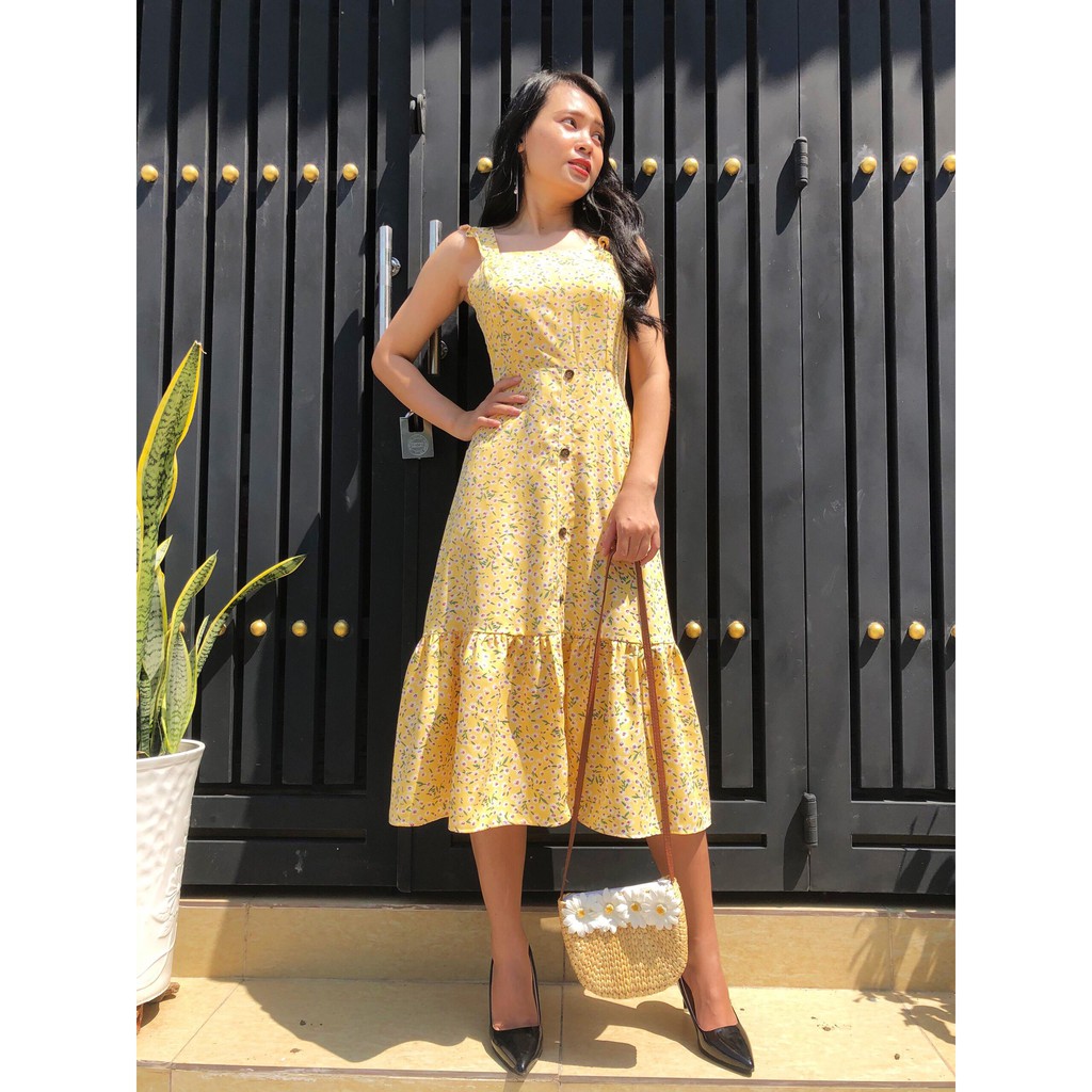Đầm Xòe Họa Tiết Hoa Lá - Đẹp Và Giá Rẻ - GR0036