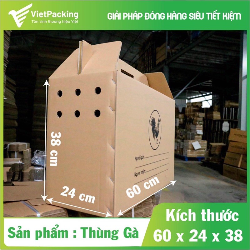 60x24x38 - 5 thùng carton có quai đựng gà có lỗ thông thoáng V215