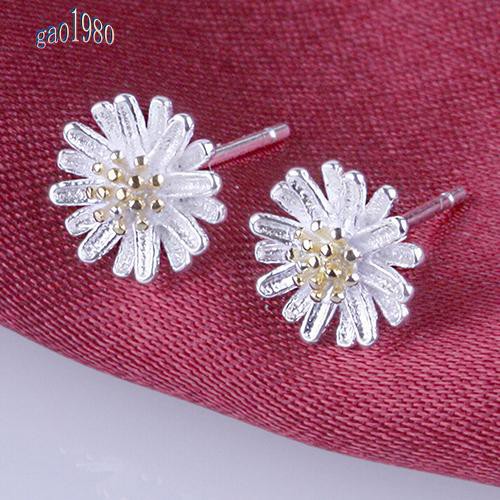 Bông Tai Mạ Bạc 925 Hình Hoa Hướng Dương Dễ Thương