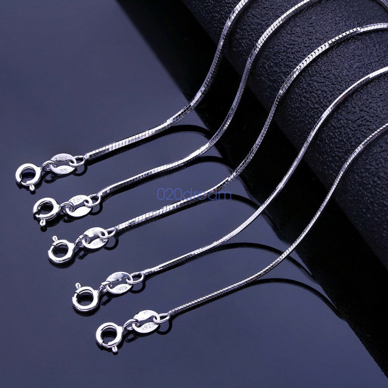 100% Thật rắn 925 Sterling Silver Chain 1.0mm Snake Chain Stamped Italy 16 "đến 26" All Size Ladies Gift