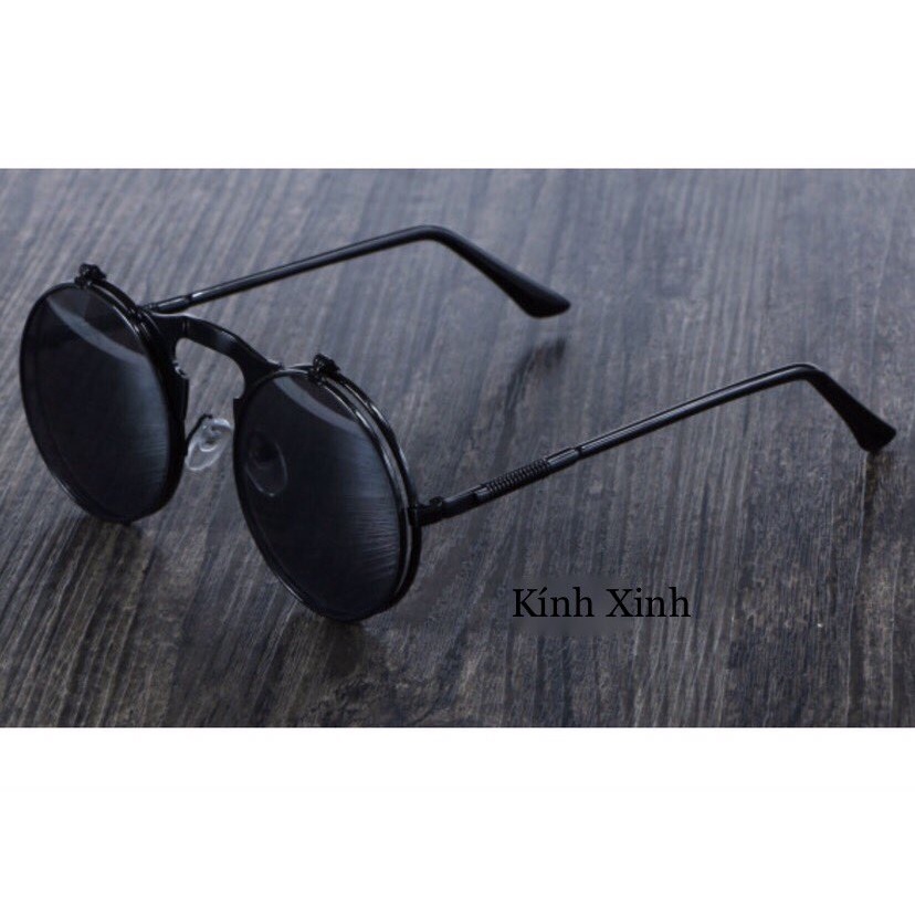 Kính râm cận 2 Tròng Măt Tròn Nhỏ Gọng Lò Xo