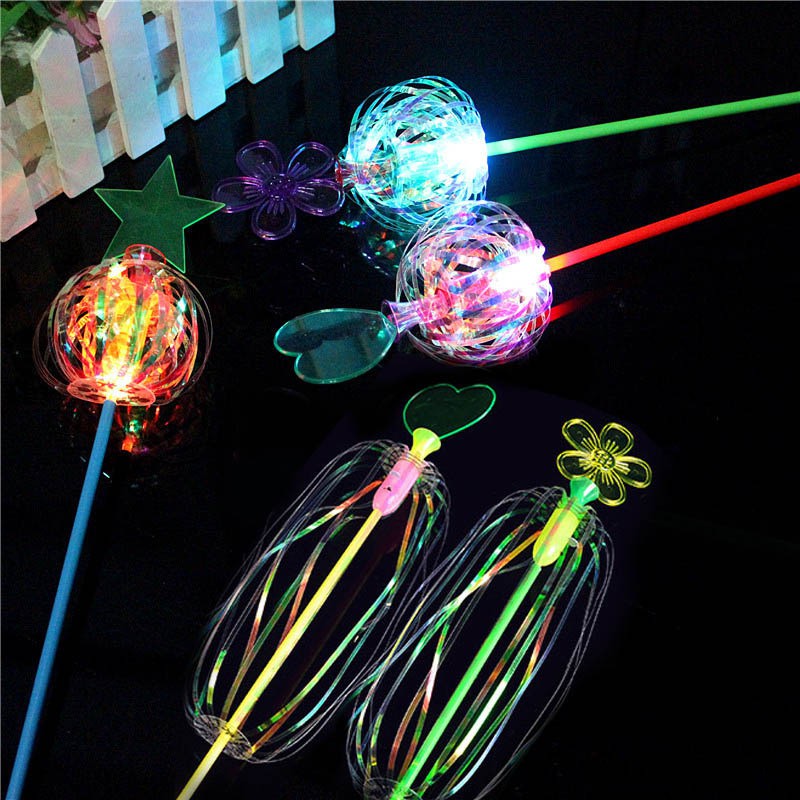 Funny Magic Toy Sparkling Spindle Wand Amazing Rotate Colorful Bubble Shape Glow Stick Toys For Kid Children Gifts