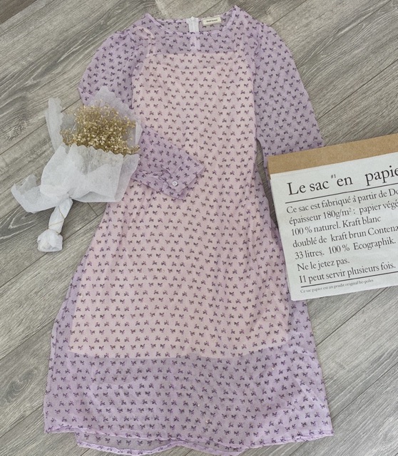 ĐẦM HOA NHÍ KÈM LÓT hình thật toàn bộ