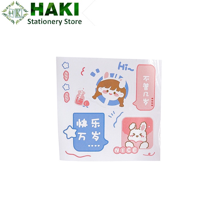 Sticker cute hoạt hình dễ thương HAKI, hình dán sticker cute chống thấm nước trang trí sổ đáng yêu giá rẻ ST49