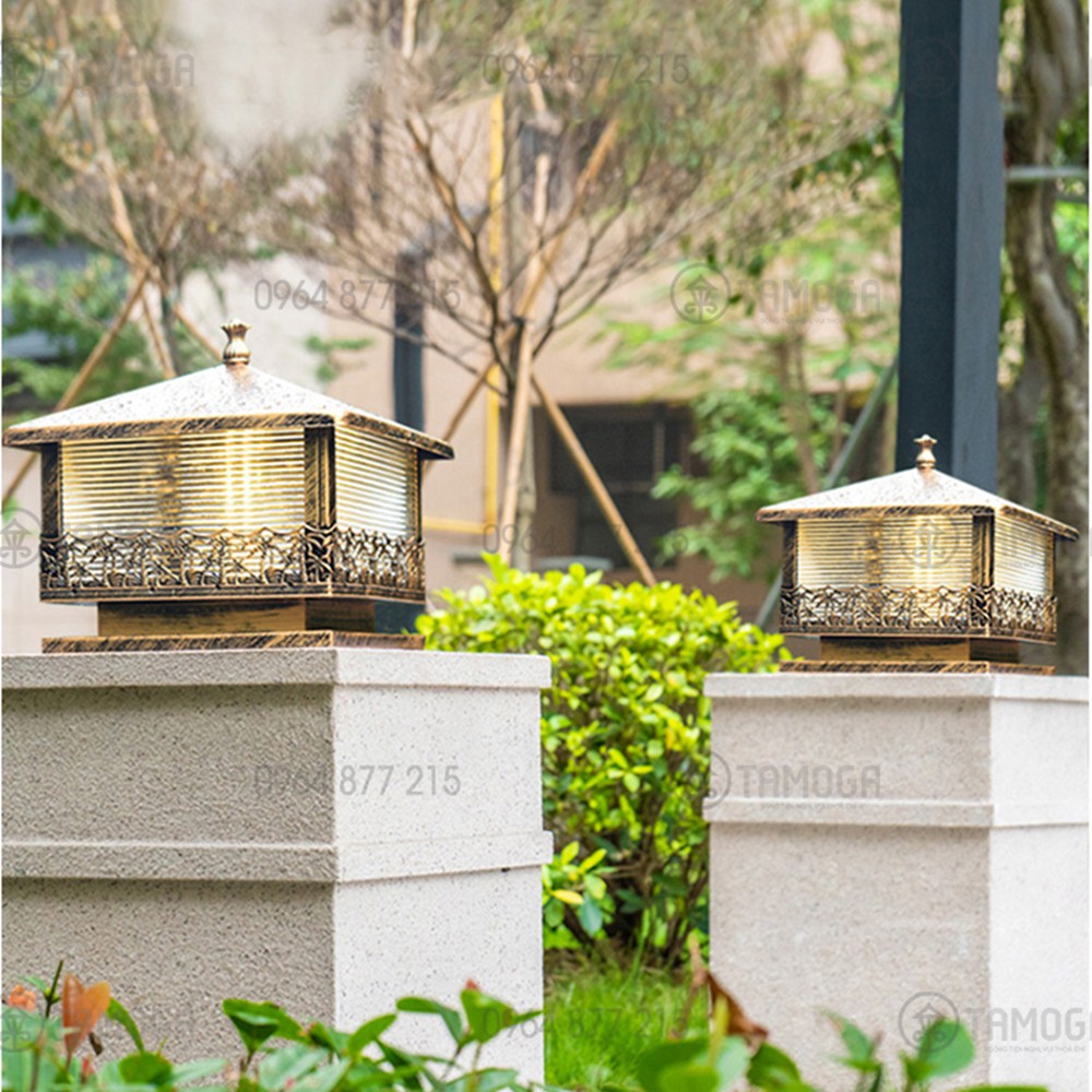 Đèn trụ cổng cây dừa Cỡ vuông 300mm Nhôm cao cấp TC 7005 -300mm
