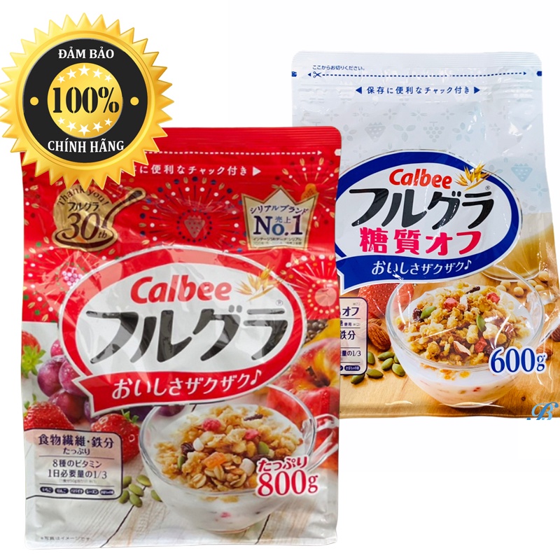 SIÊU NGON - Ngũ cốc Calbee đỏ 800G, trắng 600G hàng chuẩn Nhật Bản