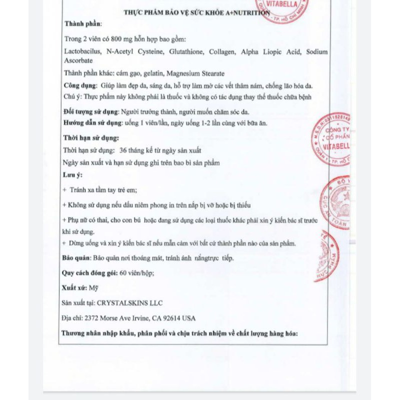 Viên Uống Trắng Da WHITE Collection A+ Nutrition | Thế Giới Skin Care