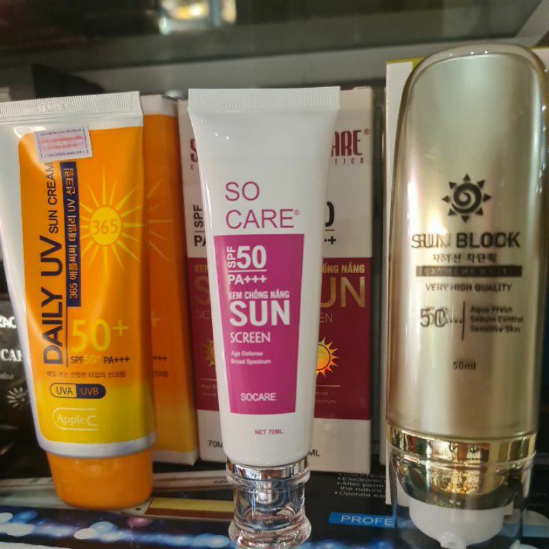 Kem chống nắng SO CARE SPF 50+++ lót trang điểm cao cấp mềm mịn tự nhiên dưỡng trắng da mặt che mờ thâm nám khuyết điểm.