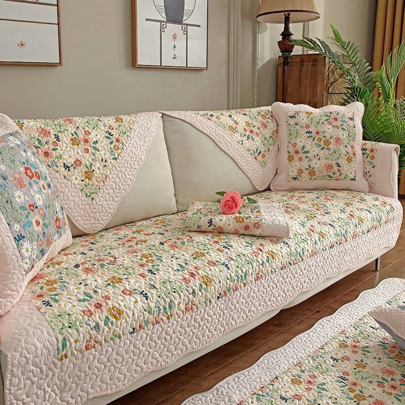 Vỏ Bọc Đệm Ghế Sofa Gỗ Trơn Da Cotton Trơn Chống Trượt Hiện Đại 9.17