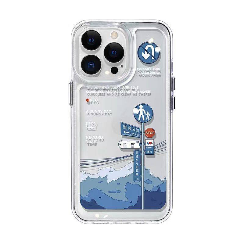 Ốp Điện Thoại Silicon Mềm Trong Suốt Họa Tiết Biển Báo Màu Xanh Dương Cho Iphone 13 12 11 XS XR