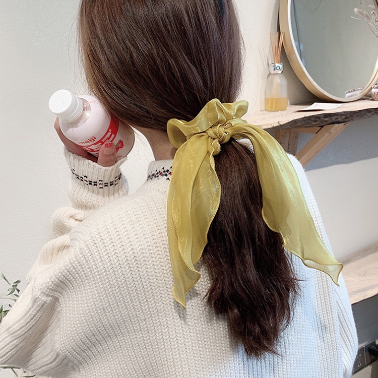 Dây Cột Tóc Ruy Băng Dài Bằng Satin Thắt Nơ Phong Cách Hàn Quốc Ngọt Ngào Cho Nữ