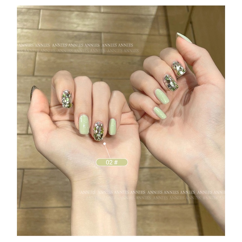 ANNIES Kim Sa Nghệ Thuật Đính Móng Tay Màu Xanh Lá Cây Laser Long Lanh Mỹ Hàn Quốc