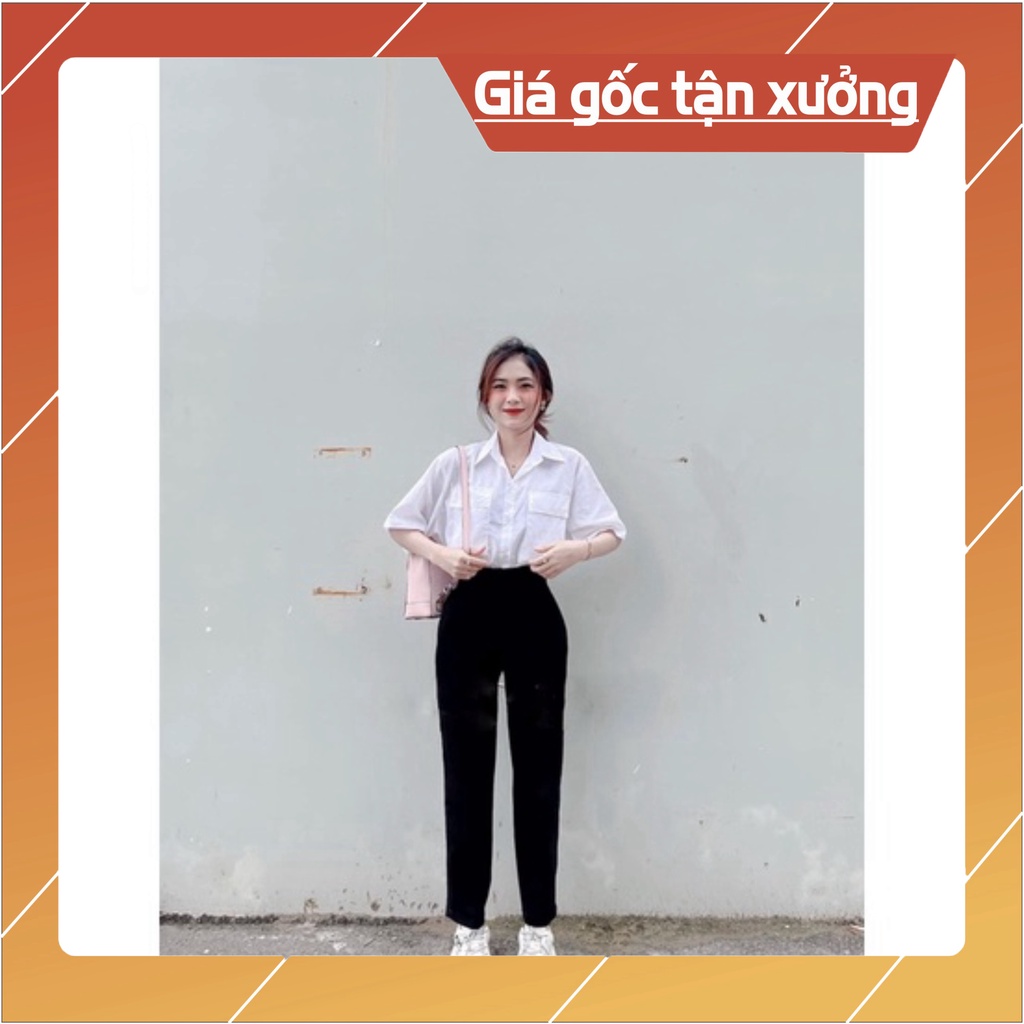 Quần Tây Baggy Đi Học Nữ Cạp Có Đai Lưng Cao Màu Đen Dáng Dài - Quần Vải Công Sở Vitex Dày Dặn Phối Áo Sơ Mi Đi Học Làm