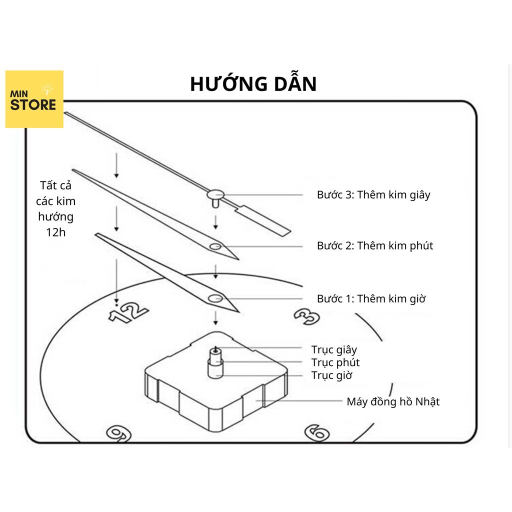 ￼Đồng Hồ Dán Tường 3D Trang Trí Decor - Phong Cách Châu Âu