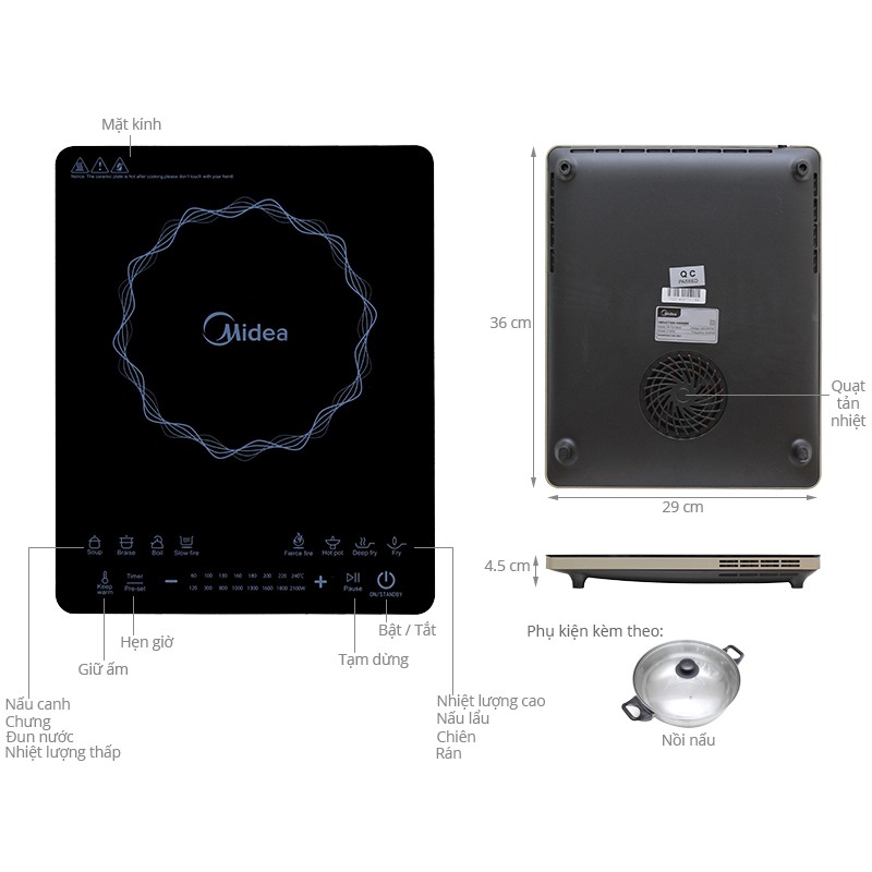 Bếp từ Midea MI-T2114DC - Hàng trưng bày - Bảo hành 12 tháng
