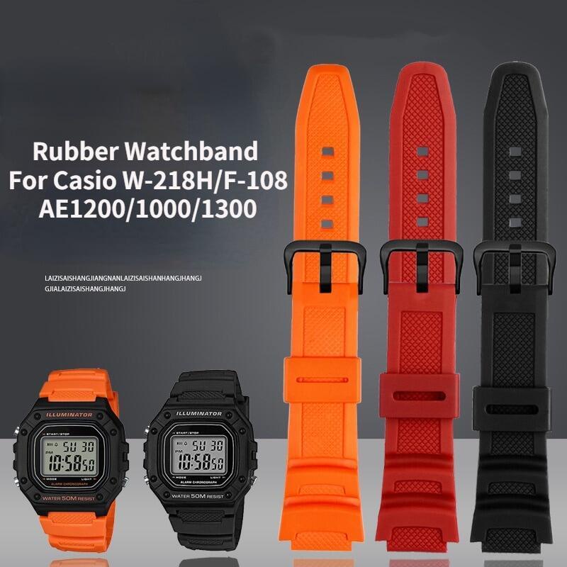 Dây cao su mềm YIFILM 18mm chống nước thay thế thích hợp cho đồng hồ Casio AE-1000W/AQ-S810W/SGW-300H/W-S200H