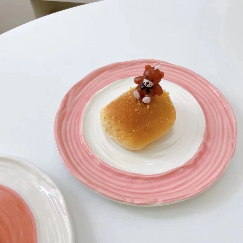 Đĩa sứ 2 màu pastel dĩa ăn đồ ngọt, hoa quả, đĩa sứ decor hồng vàng xanh