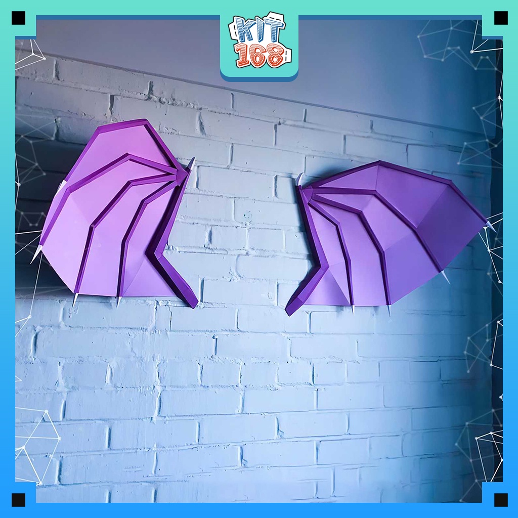 Mô hình giấy động vật Rồng tím có cánh treo tường