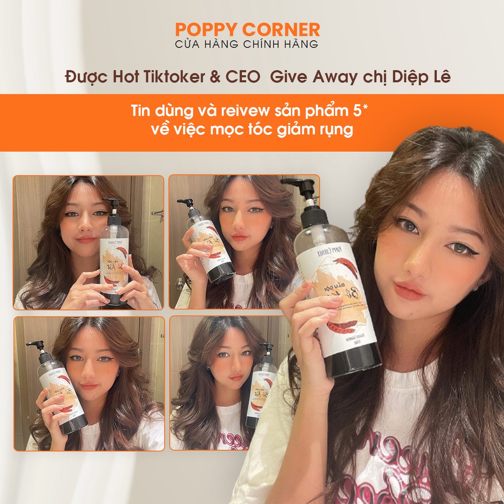 Xịt Bồ Kết kích mọc tóc nuôi nang tóc tinh dầu dưỡng tóc giảm rụng tóc dày dài khỏe nhanh thơm thảo dược Poppy Corner