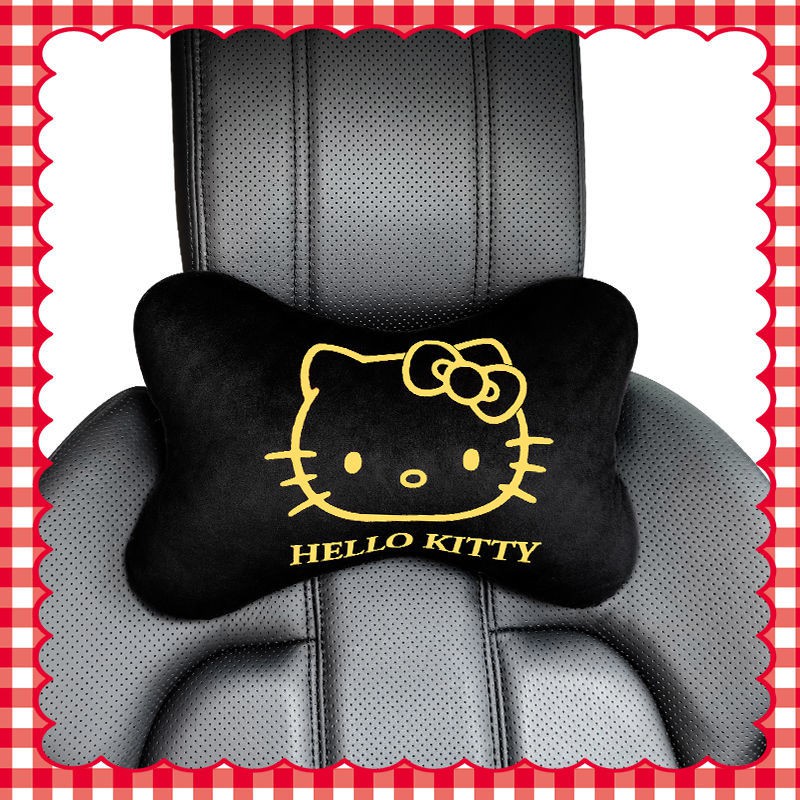 ❆☋◐Gối tựa đầu ô tô HelloKitty dễ thương cổ mùa đông ấm áp xe hơi sang trọng cô gái hoạt hình