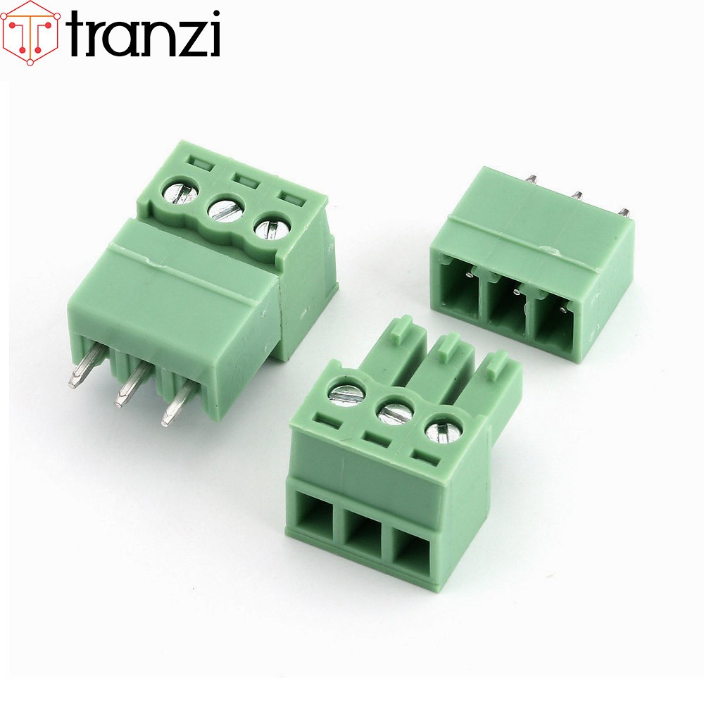 Cầu đấu 3.81mm 15EDG3.81 3P bộ đực cái chân cắm thẳng xanh - túi 5 bộ đực cái